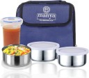 Manya Tiffin Lunchbox with Zipped Thermal Pouch Bag Return Gifts 4 Containers Lunch Box  (160 ml, Thermoware)