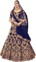 Embellished Semi Stitched Lehenga Choli  (Gold, Blue)