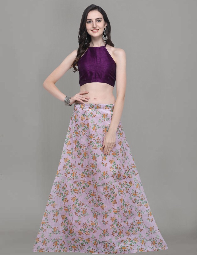 Digital Print, Floral Print Semi Stitched Lehenga Choli  (Purple, Pink)
