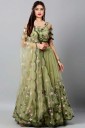 Embroidered Semi Stitched Lehenga Choli  (Green)