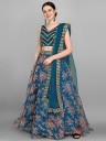 Digital Print Semi Stitched Lehenga Choli  (Blue)