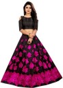 Printed Semi Stitched Lehenga Choli  (Black)