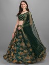 Floral Print Semi Stitched Lehenga Choli  (Green)