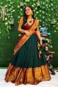 Self Design Semi Stitched Lehenga Choli  (Dark Green)