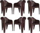 HOMIBOSS outdoor & home chairs set of 6 Plastic Living Room Chair  (Finish Color - Brown, Pre-assembled)