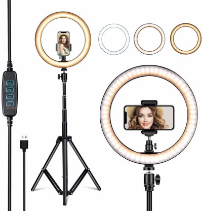 iVoltaa 10 inches Ring Light with Tripod Ring Flash  (White, Black)