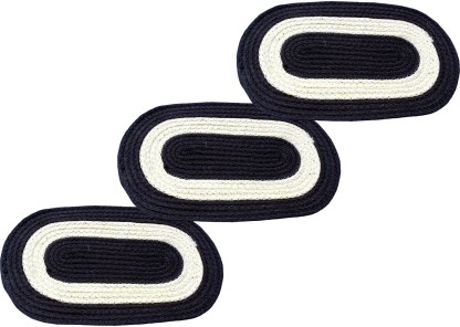 SHF Polyester Door Mat  (black and baige, Large)