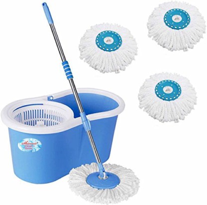 SHIVONIC Magic Dry Bucket Mop - 360 Degree Self Spin Wringing With 3 Super Absorbers for Home & Office Floor Mop Set  (Multicolor)