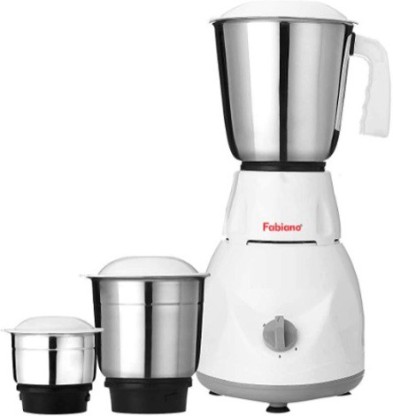 Fabiano FAB-MG-03 Tulip 500 Watts Mixer Grinder (3 Jars, White, Grey)