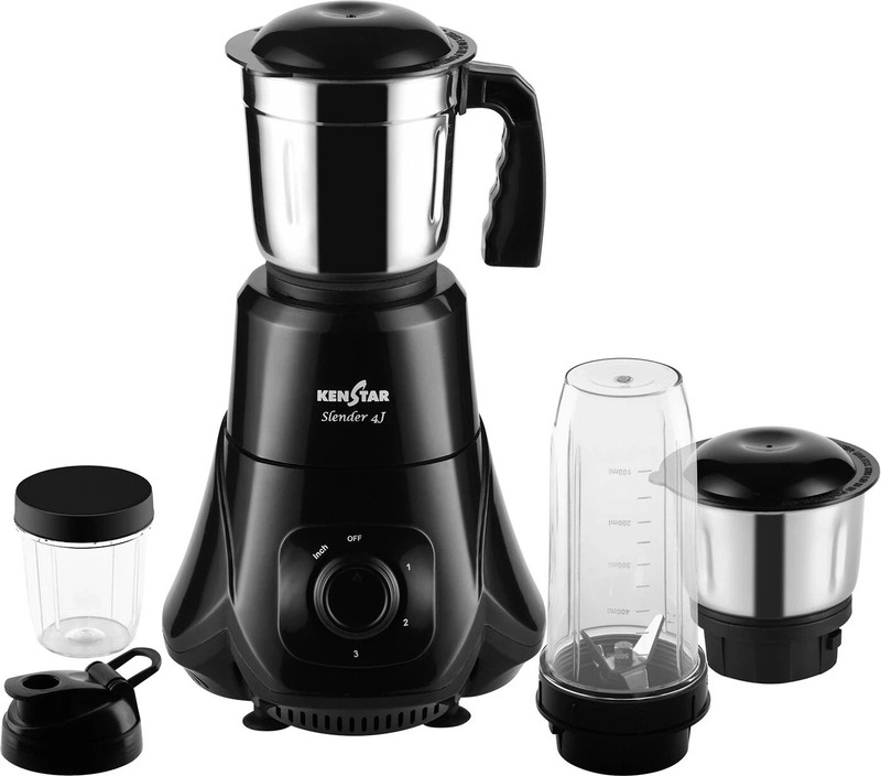 Kenstar Slender 500 W Mixer Grinder (Slender 4Jar | 4 Jars | Black)