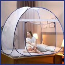 BRIGATTES Nylon Adults Net Double bed Mosquito Net  (Blue)