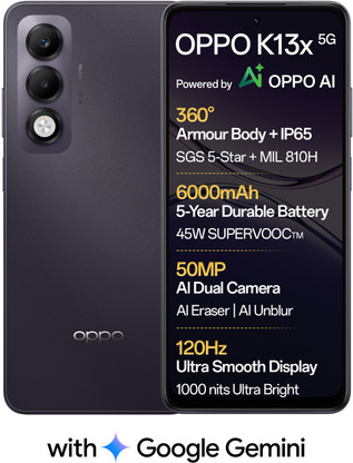 OPPO K13x 5G 6000mAh and 45W SUPERVOOC Charger & AI (Midnight Violet, 128 GB)  (4 GB RAM)