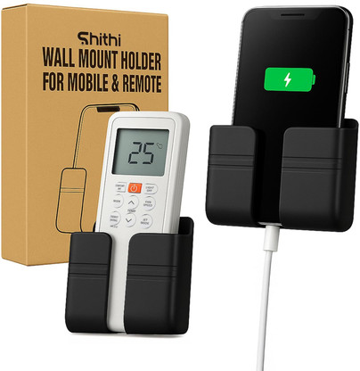 SHITHI 2 PCS Wall Mounted Mobile & Remote Holder | Wall Mounted Remote & Mobile Holder