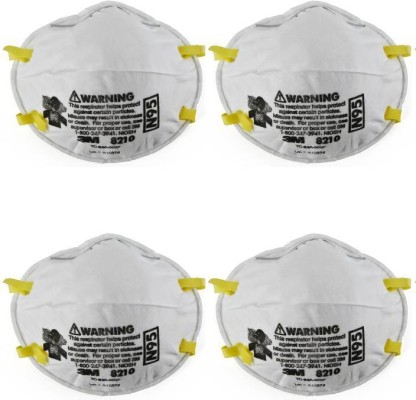 3M Particulate Respirator 8210, N95 Mask, NIOSH Approved (Pack of 4)  (Free Size, Pack of 1)