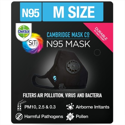 Dettol Anti Virus N95 mask Cambridge 95BM  (Black, M, Pack of 1)