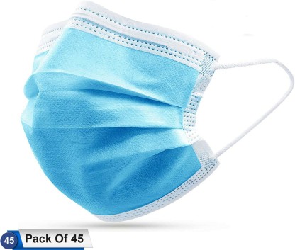 Morenzoprint Health+ Surgical Mask MASK-(SURGICAL)-PACKOF-45-A08 Surgical Mask With Melt Blown Fabric Layer  (Blue, Free Size, Pack of 45, 3 Ply)