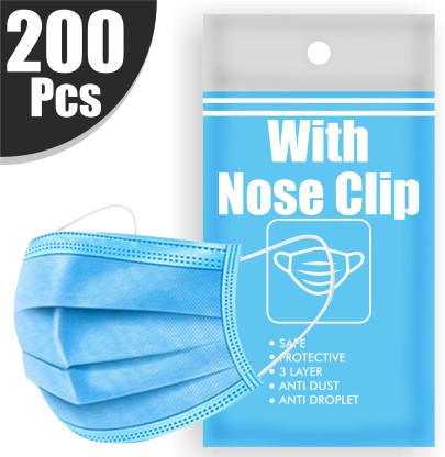 Re REDMOND ENTERPRISE 3L-200 Pcs 200 Unit 3 Layer Mask with Nose Pin Disposable Mask With Soft ear loop Water Resistant Surgical Mask  (Blue, Free Size, Pack of 200, 3 Ply)