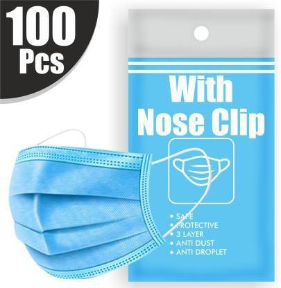 Prism 3L-100 Surgical Mask With Melt Blown Fabric Layer  (Blue, Free Size, Pack of 100, 3 Ply)