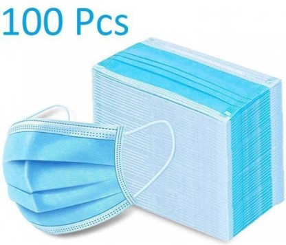 OBLO Face Mask Pack of 100 with Nosepin Surgical Mask With Melt Blown Fabric Layer  (Free Size, Pack of 100, 3 Ply)