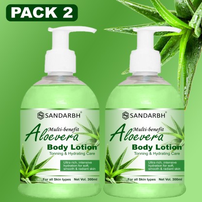 Sandarbh Body Lotion for Dry Skin With Natural Aloevera Pack Of 2  (600 ml)