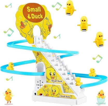 Netigems Cute duck track stair climbing toys for kids | Small duck sliding musical toys |  (Yellow)
