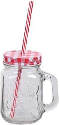 yeoja creation Red mason jar a Glass Mug  (500 ml)