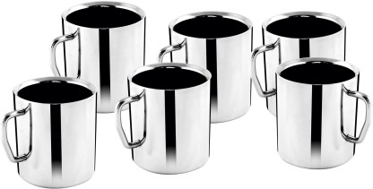 Classic Essentials Stainless Steel Double Walled Insulated Coffee,Beer,Tea Cups Stainless Steel Coffee Mug  (220 ml, Pack of 6)