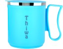 Thiwa Unbreackable Coffee mug with steel and Food plastic use coffee mug with lid Plastic, Stainless Steel Coffee Mug  (300 ml)