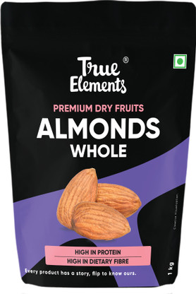 True Elements California Almonds, Premium Dryfruits Badam Almonds  (1 x 1 kg)