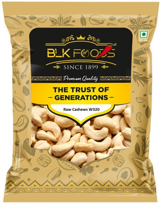 BLK FOODS Premium Whole Cashew Nuts Plain (100% Crunchy Kaju) Cashews  (1 x 500 g)
