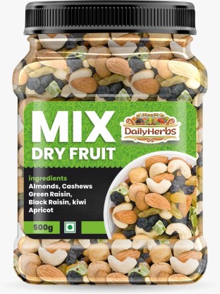 DAILYHERBS Mixed Dry fruits Almonds, Cashews, Raisins, Apricots, Kiwi  (500 g)
