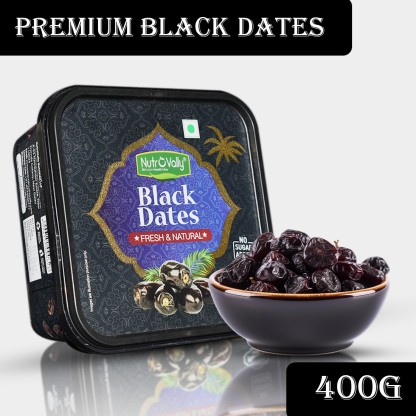 NutroVally Premium Black Dates for Strong Bones | 100% Fresh & Natural | Antioxidants Rich Dry Dates  (400 g)