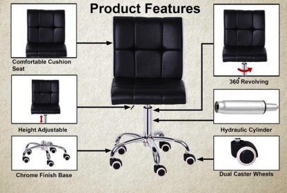Da URBAN Cadbury Black & White (Wheels) (Set of 2) Leatherette Office Visitor Chair  (Black, Set of 2, DIY(Do-It-Yourself))
