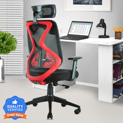 ASTRIDE Ergofit Ergonomic Chair 2D Headrest,Tilt Lock Mechanism Nylon Base Mesh Office Adjustable Arm Chair  (Black, Optional Installation Available)