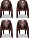 ARLAVYA Mario Model Arm Chair for Home, Garden, Set of 4, Color-Brown Plastic Outdoor Chair  (Brown, Set of 4, Pre-assembled)