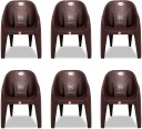 ARLAVYA Mario Model Sofa Arm Chair for Home, Garden Plastic Outdoor Chair  (Brown, Set of 6, Pre-assembled)