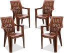 MAHARAJA Omega for Home, Office | Comfortable | Arm Rest | Bearing Capacity up to 200Kg Plastic Outdoor Chair  (Teakwood, Set of 4, Pre-assembled)