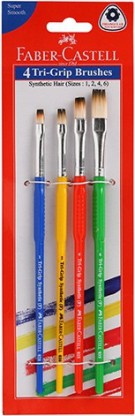 Faber-Castell 4 Tri Grip Brushes (Flat)  (Assorted)