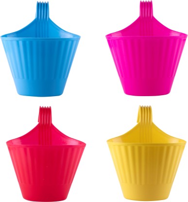 Ketsaal HANGING HOOK POT PACK OF 4 Plant Container Set Plant Container Set  (Pack of 4, Plastic)