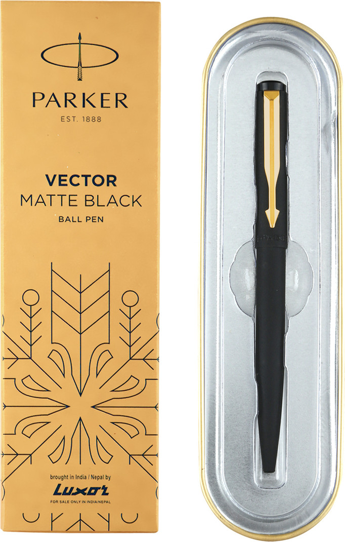 PARKER Vector Matte Black, Gold Trim Ball Pen (Ink Color - Blue)