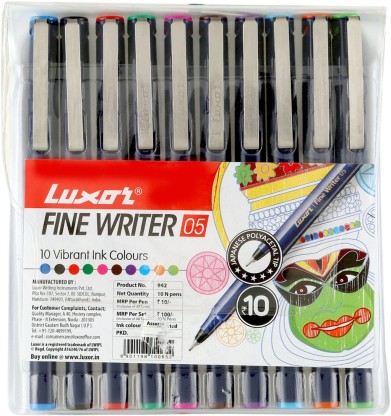 LUXOR Finewriter 05 Assorted Colors Fineliner Pen  (Pack of 10, Beige)