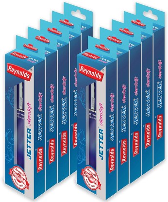 Reynolds Jetter Aerosoft Retractable blue Ball Pen  (Pack of 10, Blue)