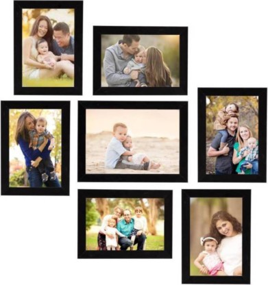 Volga MDF Photo Frame  (Black, 7 Photo(s))
