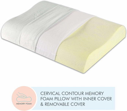 The White Willow Small Size Cervical Contour Memory Foam Motifs Orthopaedic Pillow Pack of 1  (White)