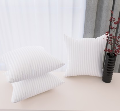 Flipkart SmartBuy Luxury Microfibre Stripes Cushion Pack of 3  (White)