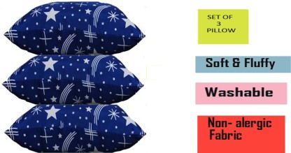 THEBEGPACK COLLECTION Microfibre, Polyester Fibre Geometric Sleeping Pillow Pack of 3  (Blue)