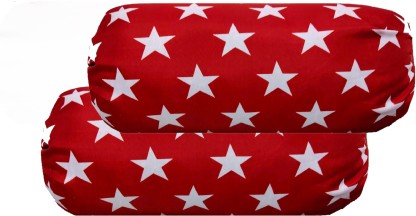 GKM Microfibre Nature Bolster Pack of 2  (Red, White)