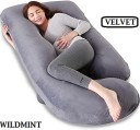 WILD MINT J Shape Polyester Fibre Solid Pregnancy Pillow Pack of 1  (Grey)