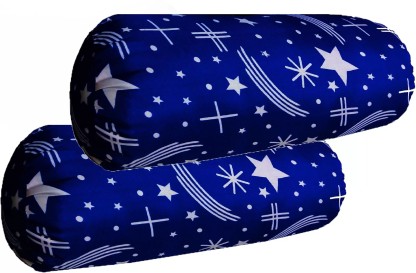 Seltocs Cotton Solid Bolster Pack of 2  (Blue)