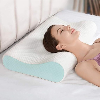 Flipkart Perfect Homes ORTHOPEDIC Memory Foam Solid Sleeping Pillow Pack of 1  (White & Sky)